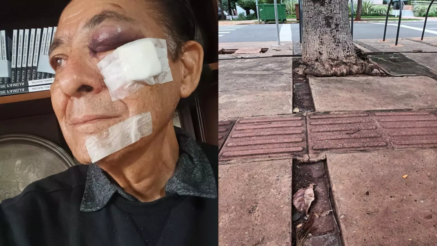 Ex-deputado e escritor de MS sofre queda em calçada danificada do Belmar Fidalgo